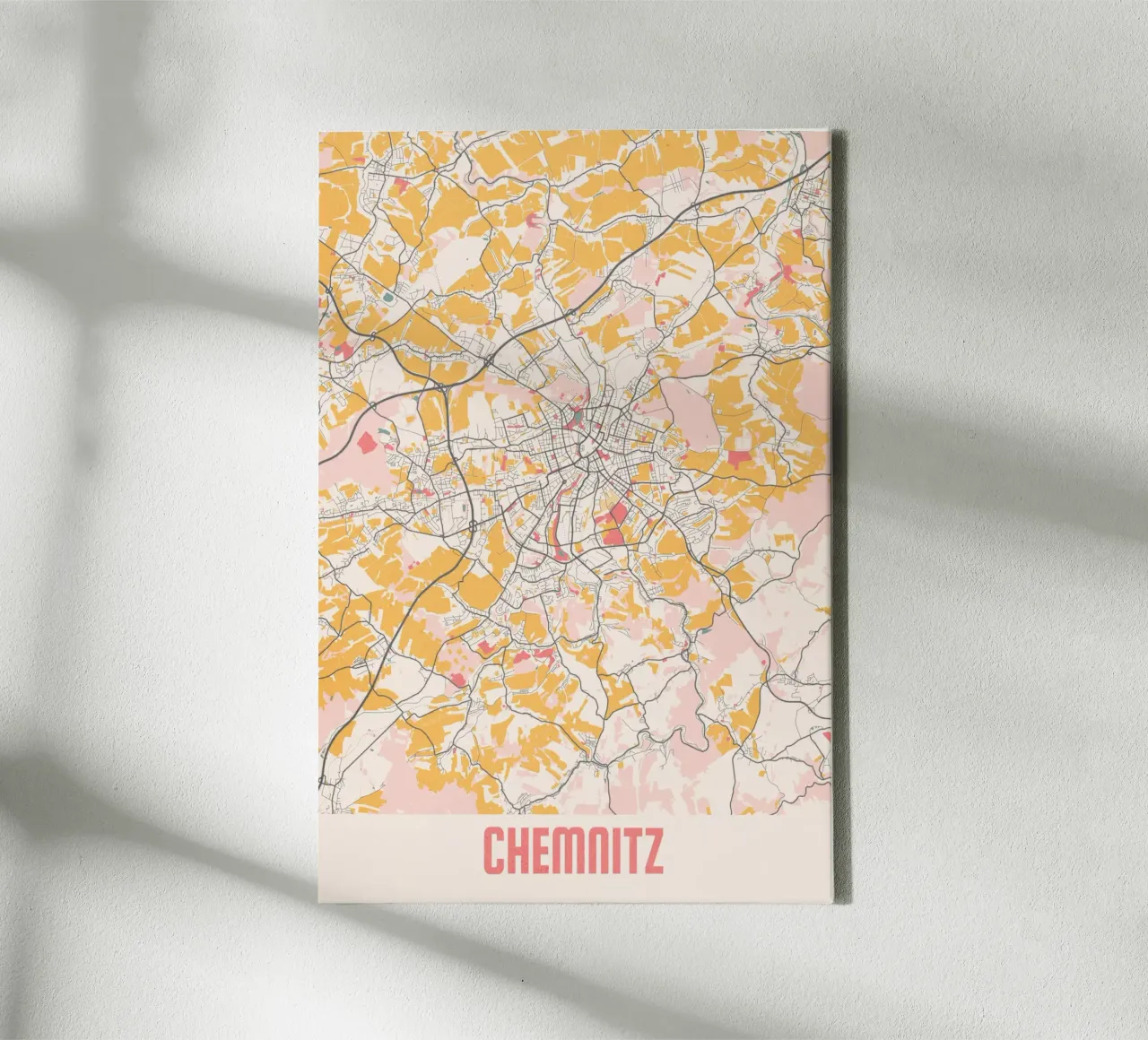 Chemnitz Stadsplattegrond - Stijlvolle Kunstprint | FineArt Print canvas met Baklijst van MOOODZART