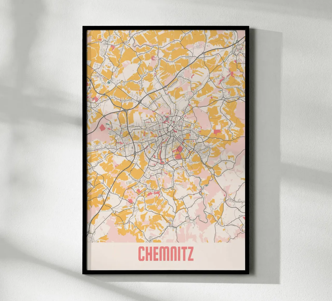 Mappa della città di Chemnitz - Stampa d'arte elegante | FineArt Print poster con telaio in plastica da MOOODZART