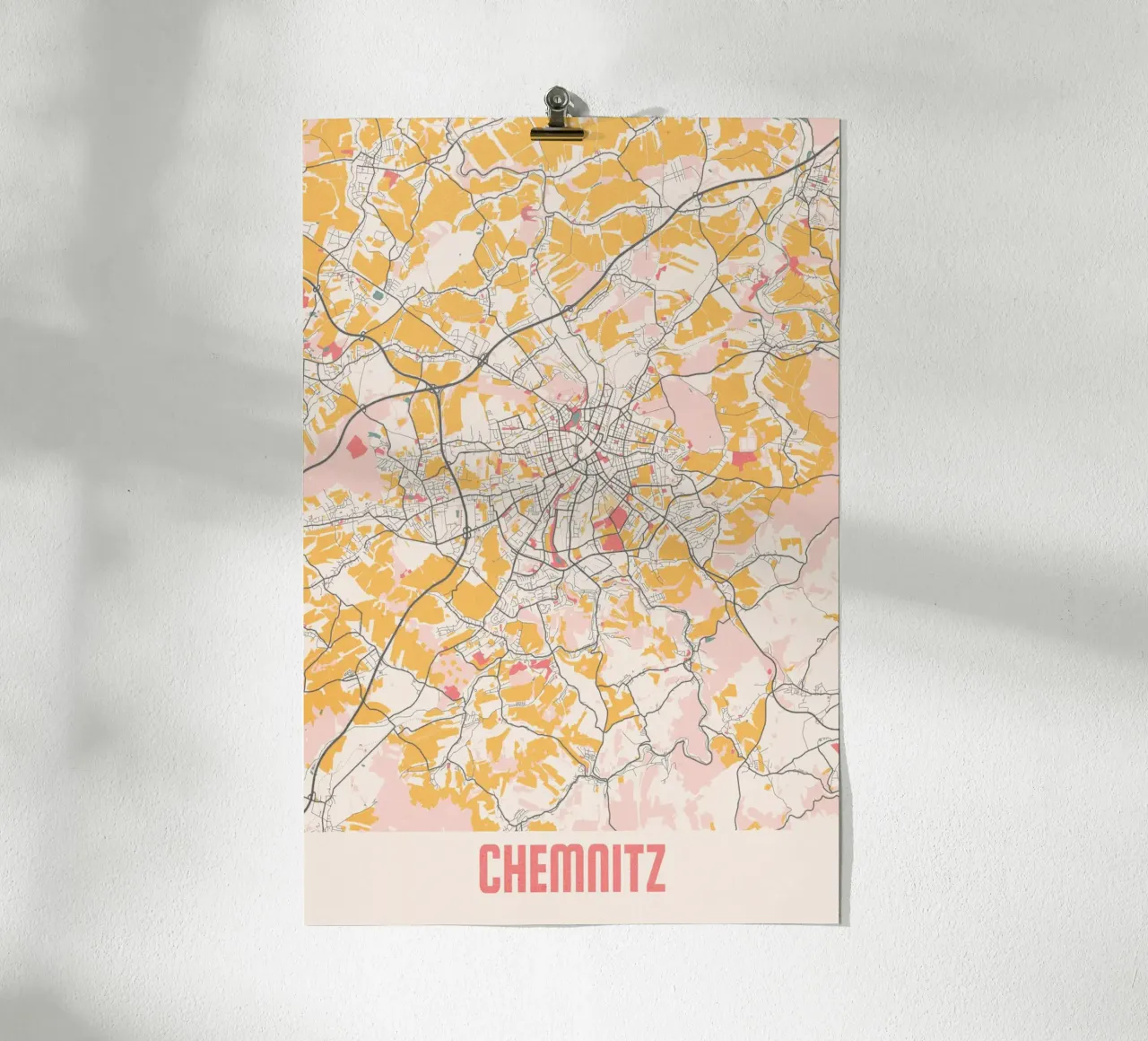 Mappa della città di Chemnitz - Stampa d'arte elegante | FineArt Print poster con telaio in plastica da MOOODZART