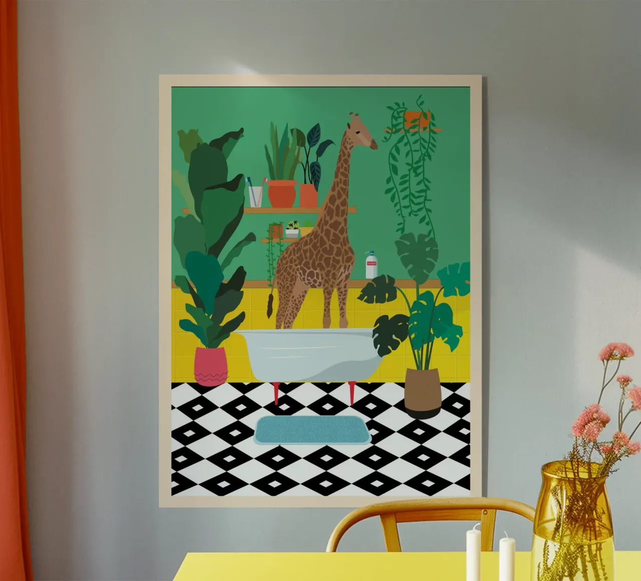 Giraffa Bathtime plexiglass da WallChart