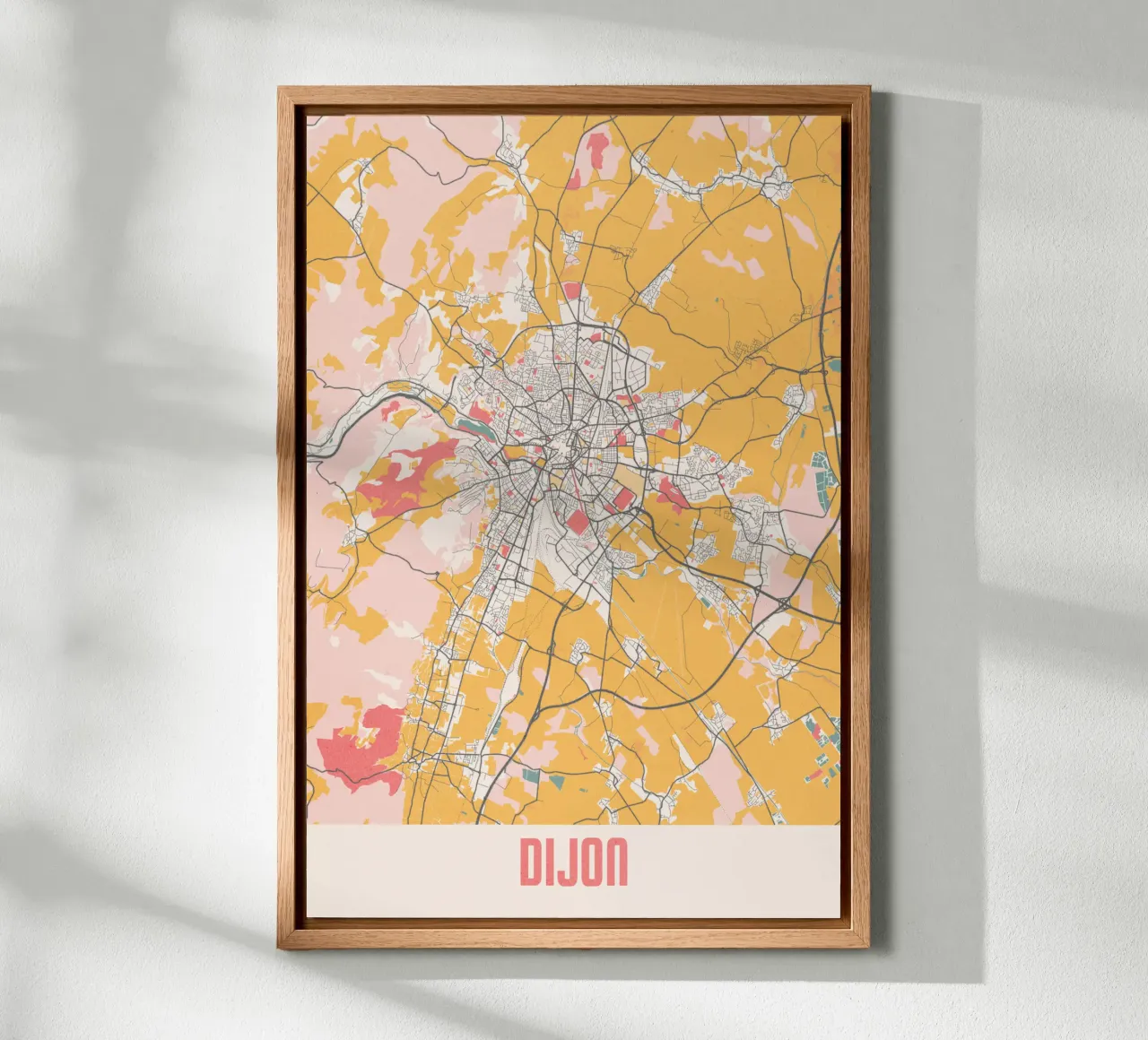 Stadsplattegrond van Dijon - Stijlvolle Kunstprint | FineArt Print canvas met Baklijst van MOOODZART