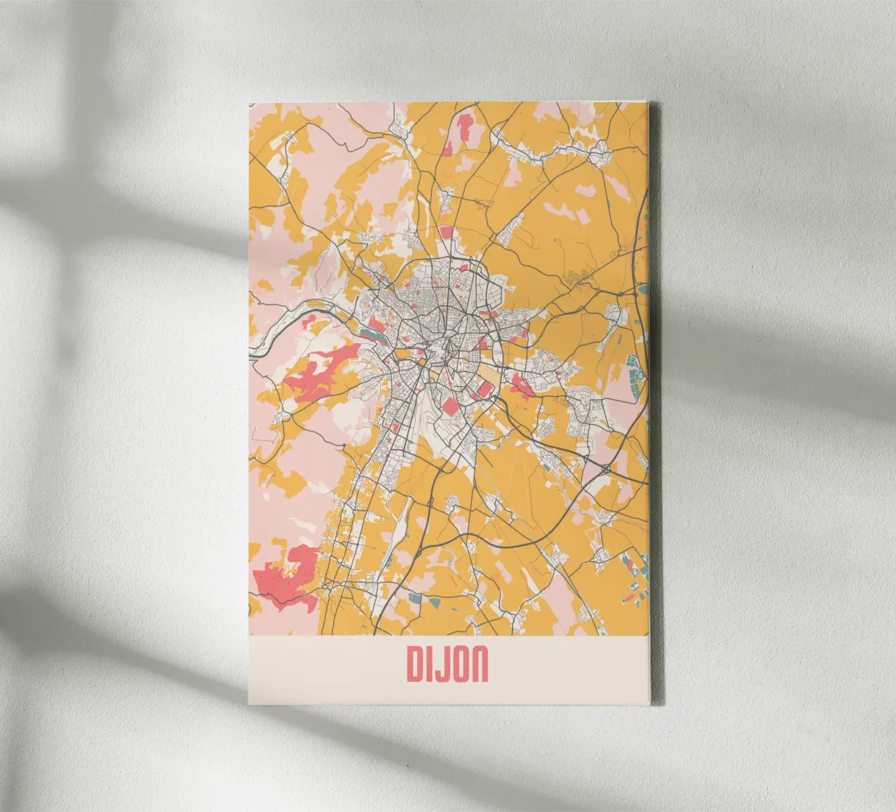 Stadsplattegrond van Dijon - Stijlvolle Kunstprint | FineArt Print canvas met Baklijst van MOOODZART
