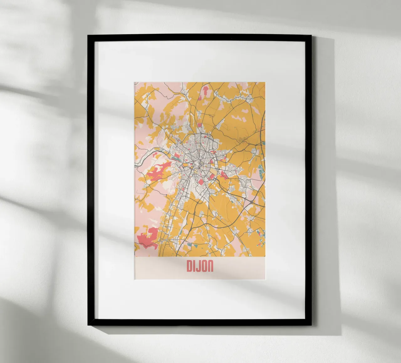 Stadsplattegrond van Dijon - Stijlvolle Kunstprint | FineArt Print poster met aluminium frame van MOOODZART