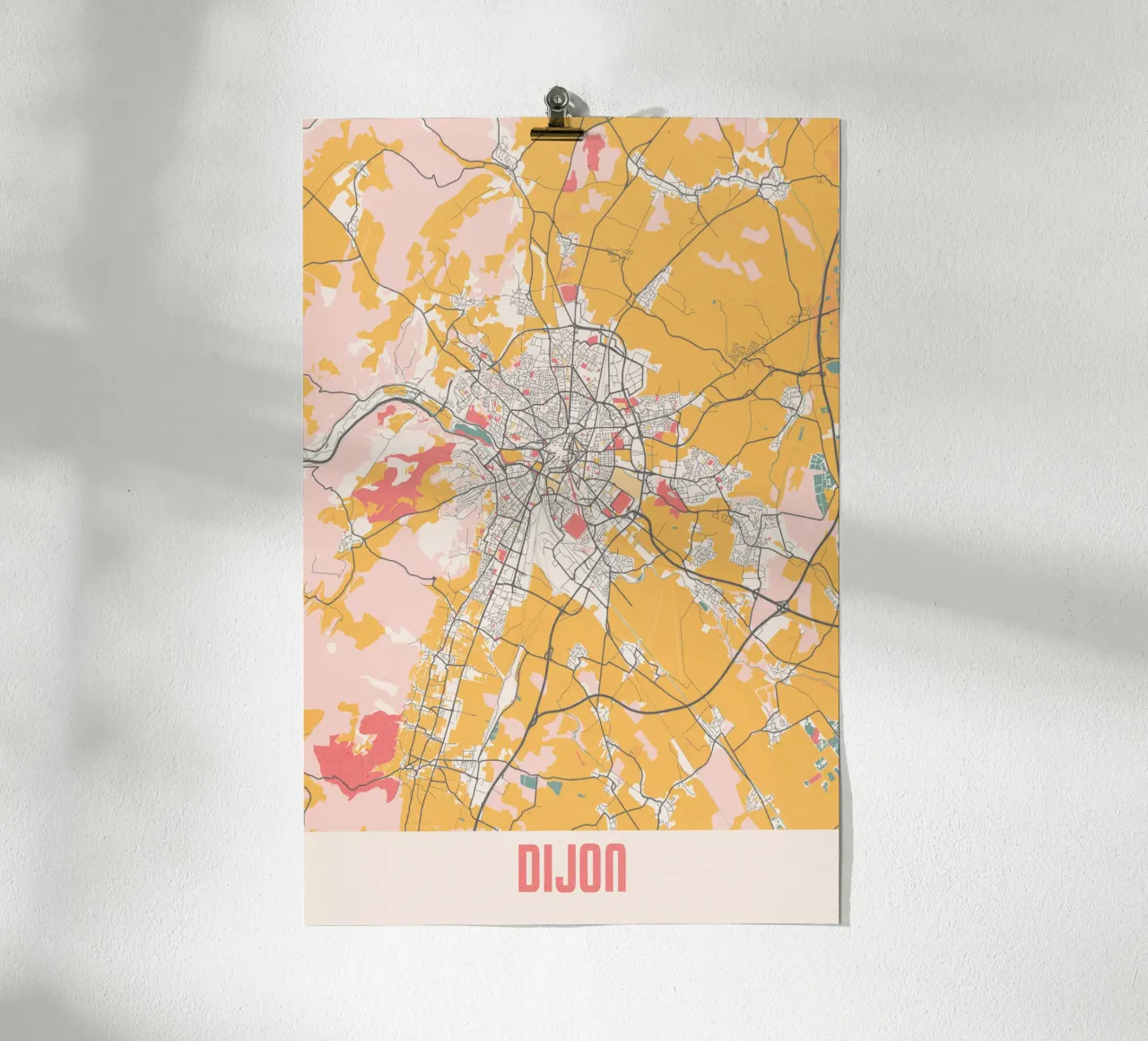 Stadsplattegrond van Dijon - Stijlvolle Kunstprint | FineArt Print poster met aluminium frame van MOOODZART