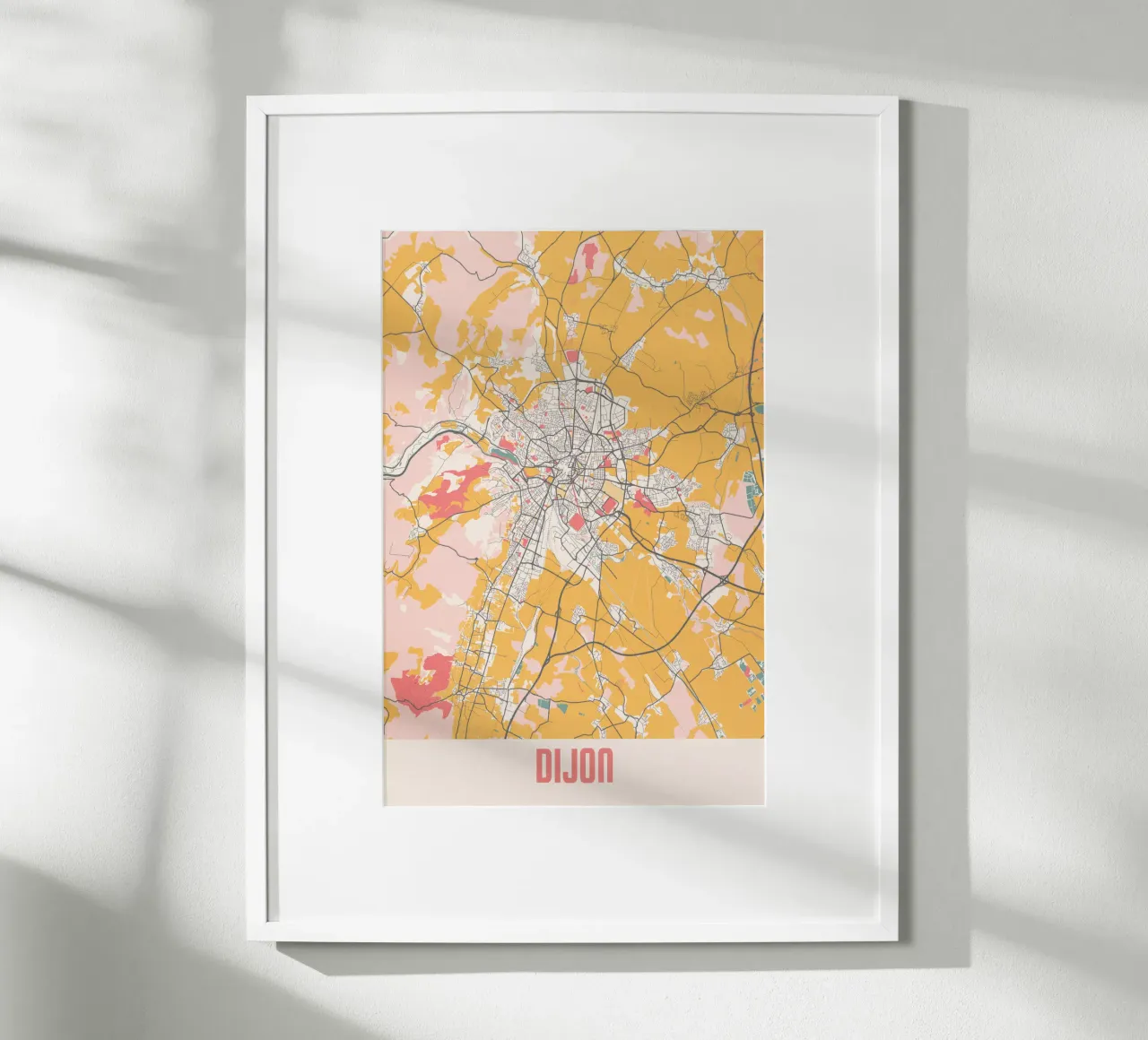 Stadsplattegrond van Dijon - Stijlvolle Kunstprint | FineArt Print poster met aluminium frame van MOOODZART
