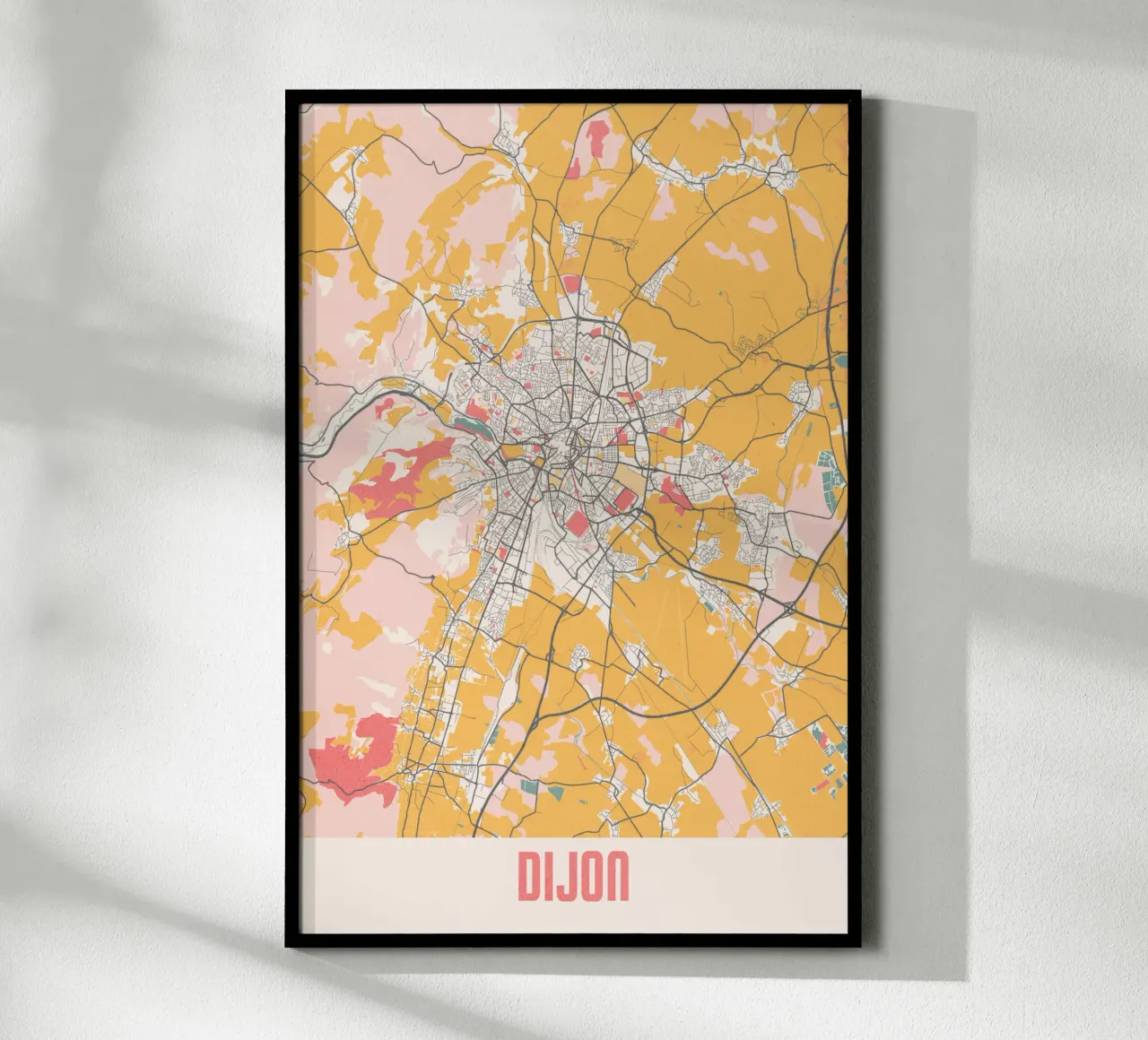 Stadsplattegrond van Dijon - Stijlvolle Kunstprint | FineArt Print poster met aluminium frame van MOOODZART