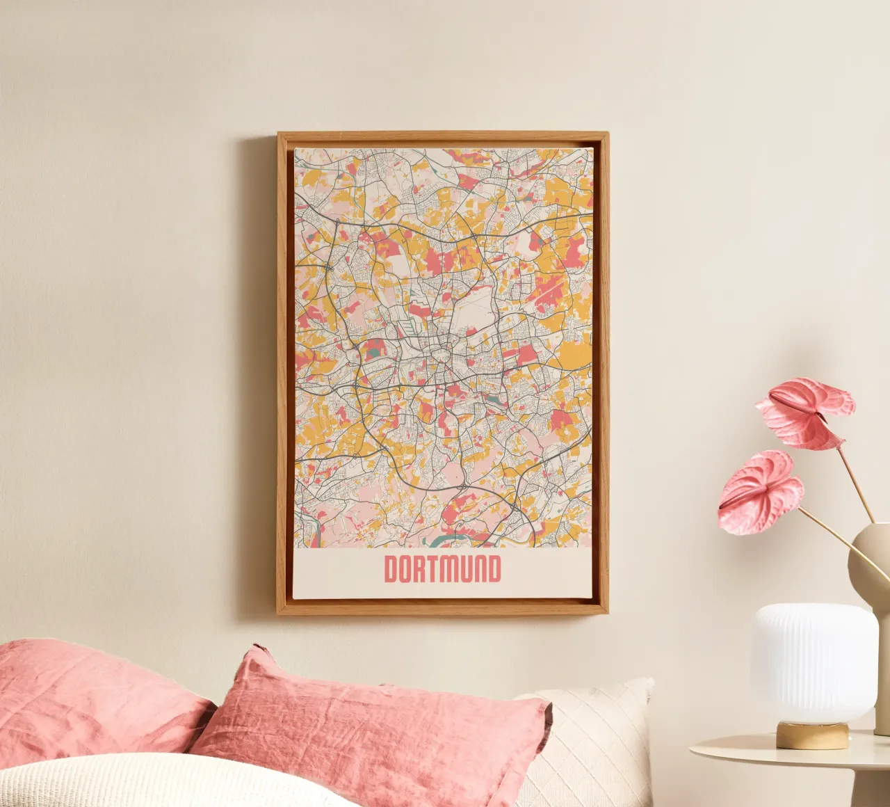 Stadsplattegrond Dortmund - Stijlvolle kunstdruk | FineArt Print canvas met Baklijst van MOOODZART