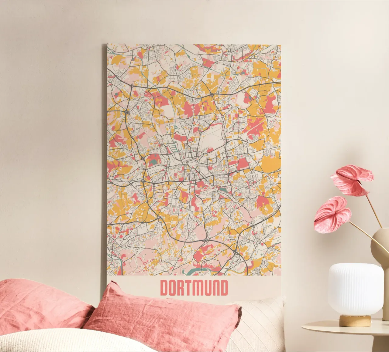 Stadsplattegrond Dortmund - Stijlvolle kunstdruk | FineArt Print canvas met Baklijst van MOOODZART