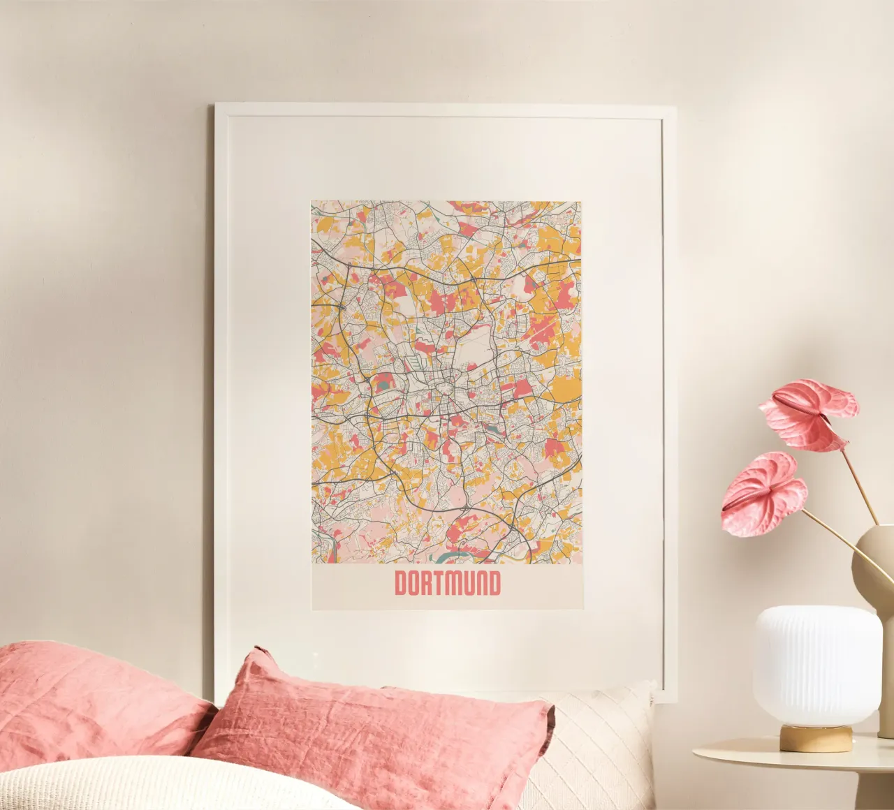 Stadsplattegrond Dortmund - Stijlvolle kunstdruk | FineArt Print poster met aluminium frame van MOOODZART