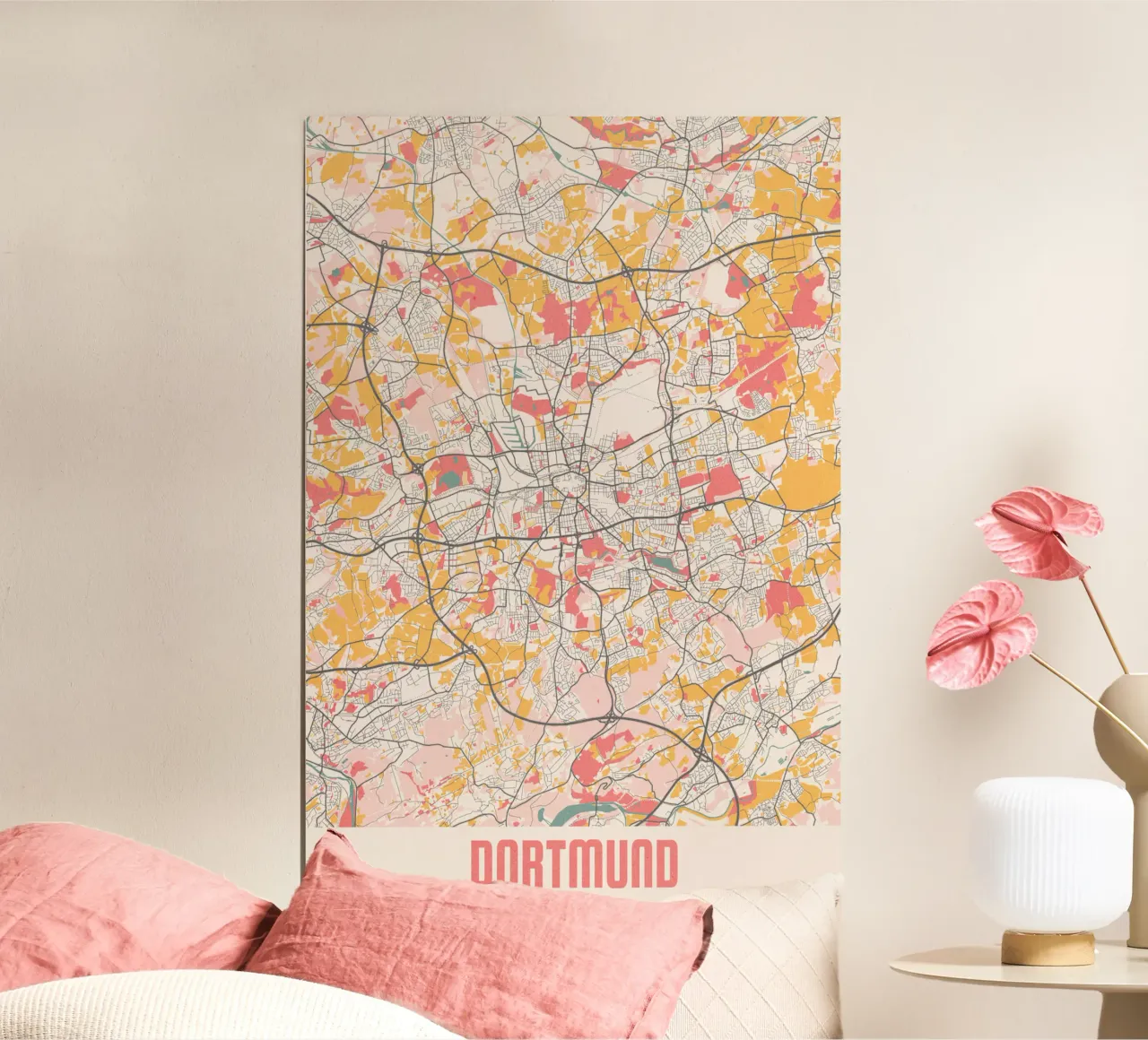 Stadsplattegrond Dortmund - Stijlvolle kunstdruk | FineArt Print poster met aluminium frame van MOOODZART