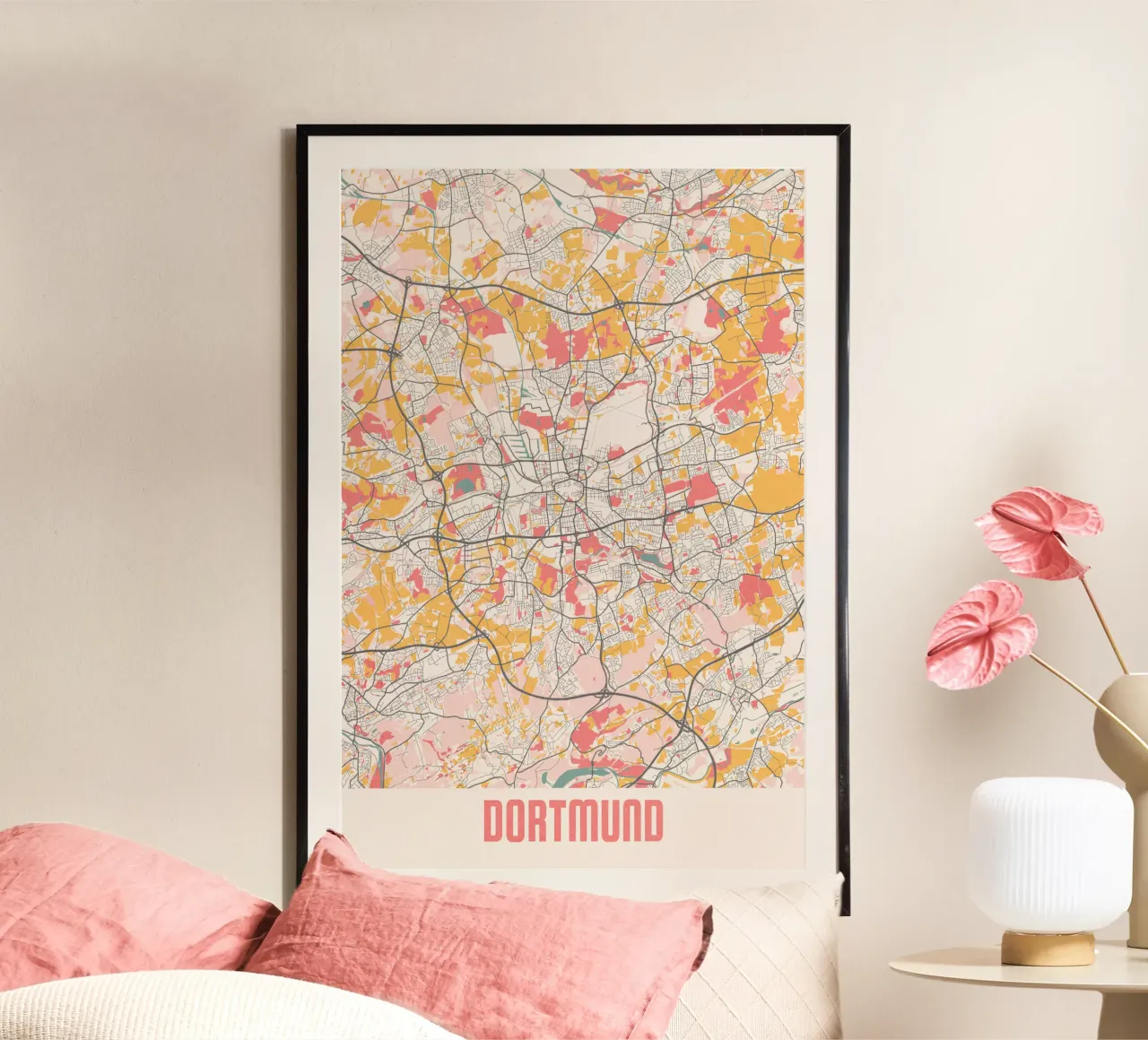 Stadsplattegrond Dortmund - Stijlvolle kunstdruk | FineArt Print poster met aluminium frame van MOOODZART