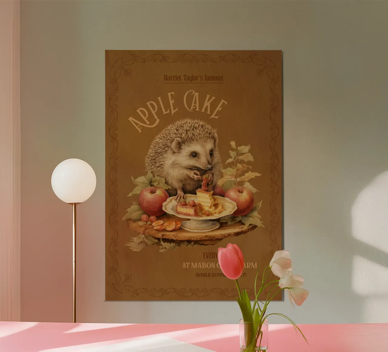Riccio e torta di mele poster da Luna & Noctua