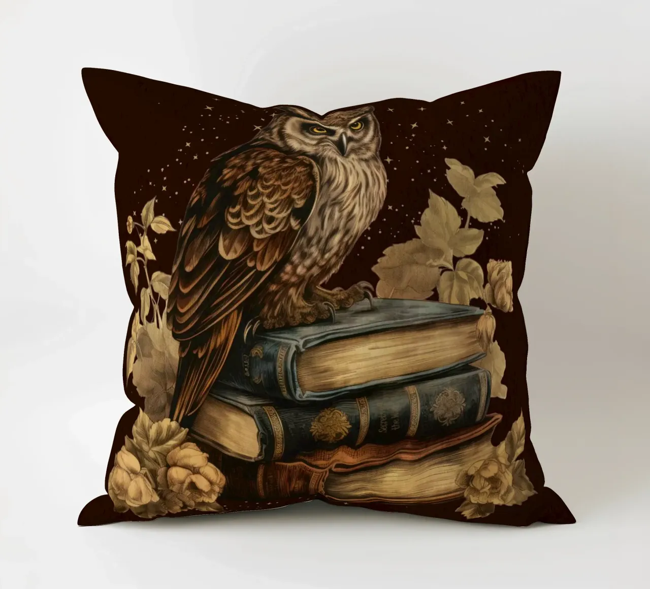 Gufo e libri cuscino da Luna & Noctua