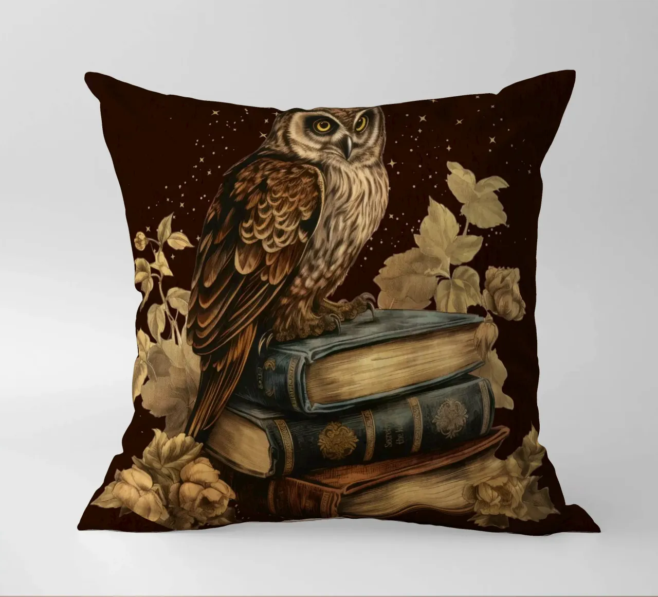 Gufo e libri cuscino da Luna & Noctua