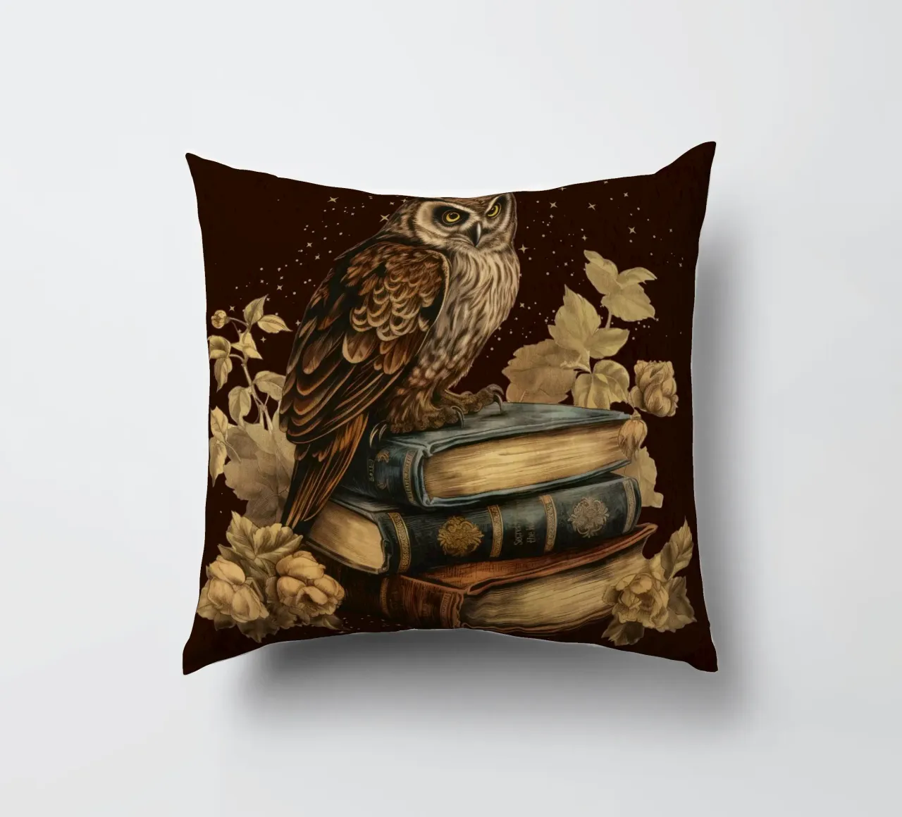 Gufo e libri cuscino da Luna & Noctua