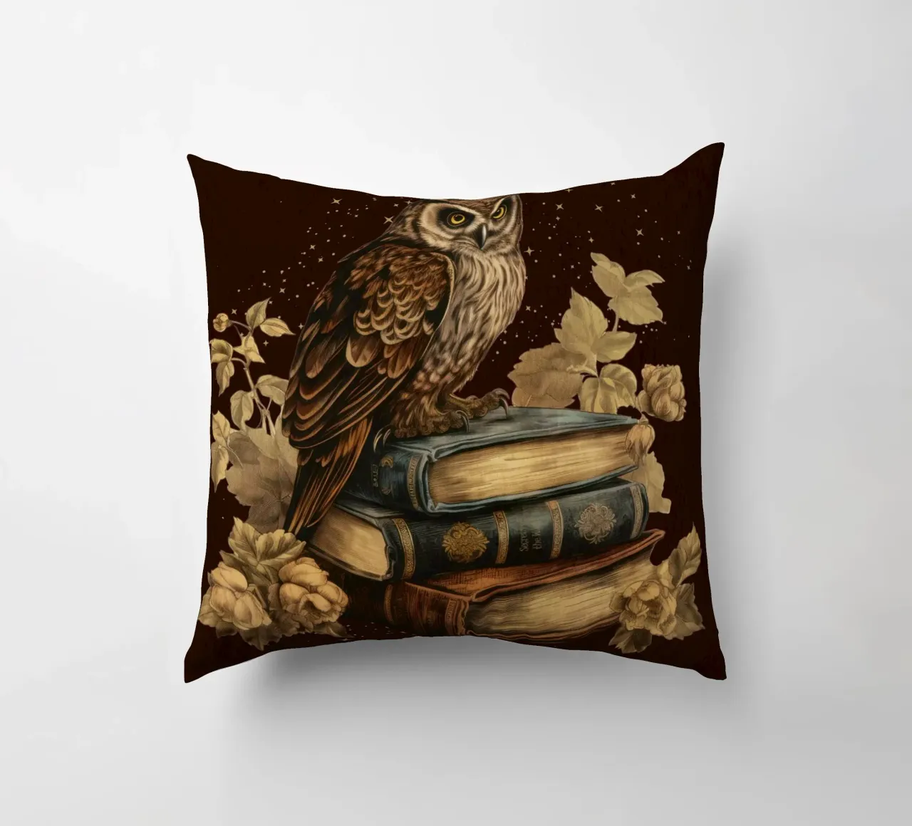 Gufo e libri cuscino da Luna & Noctua