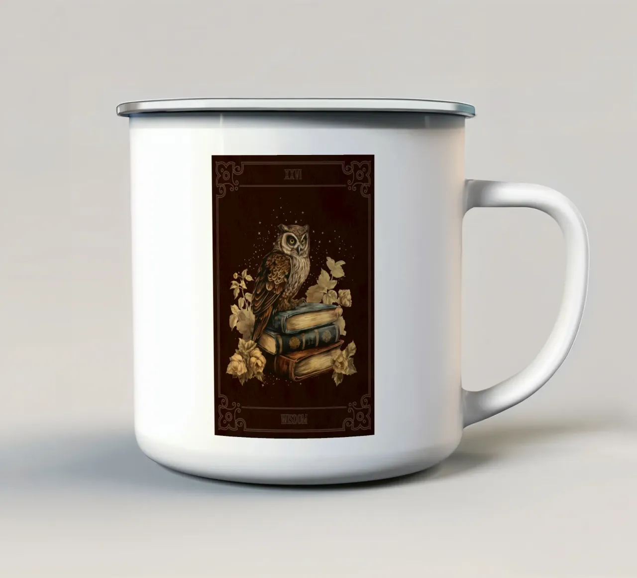 Gufo e libri tazza in smalto da Luna & Noctua
