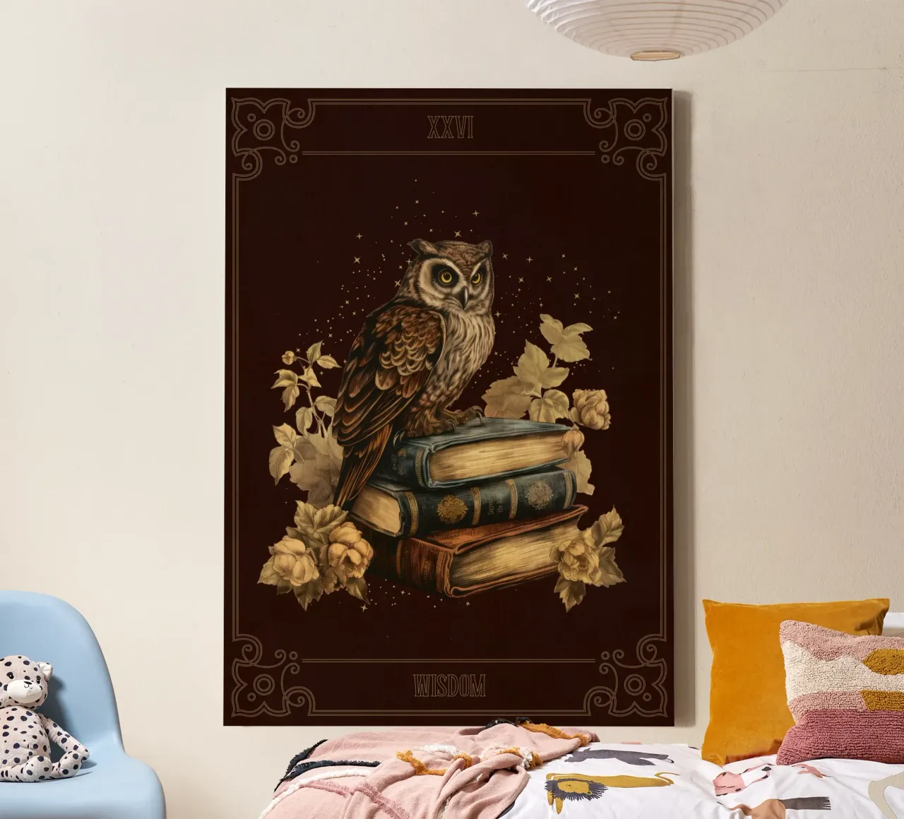 Gufo e libri tela da Luna & Noctua