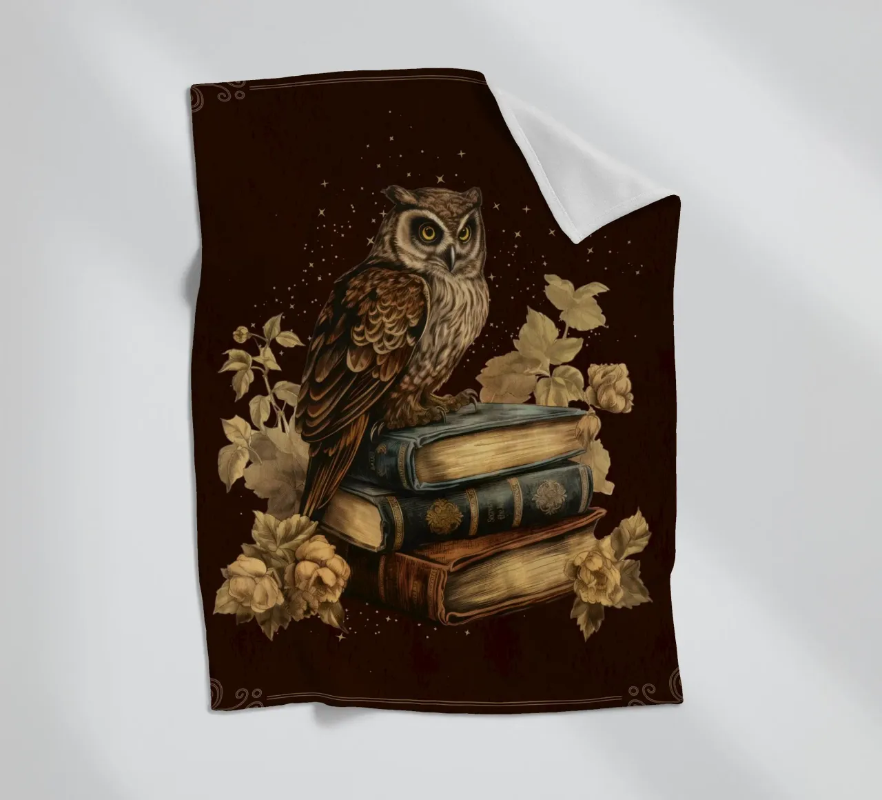 Gufo e libri coperta in pile da Luna & Noctua