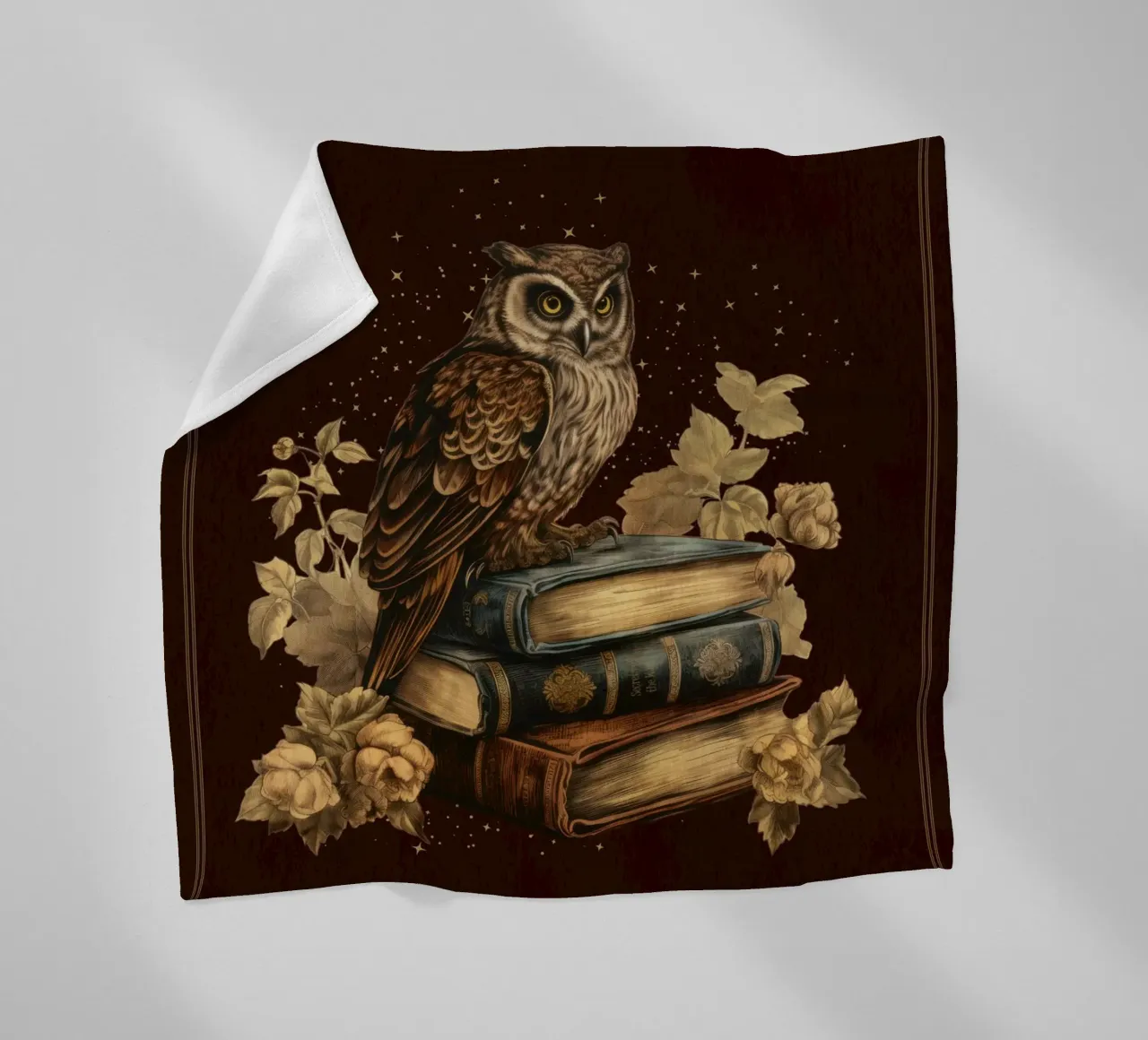 Gufo e libri coperta in pile da Luna & Noctua