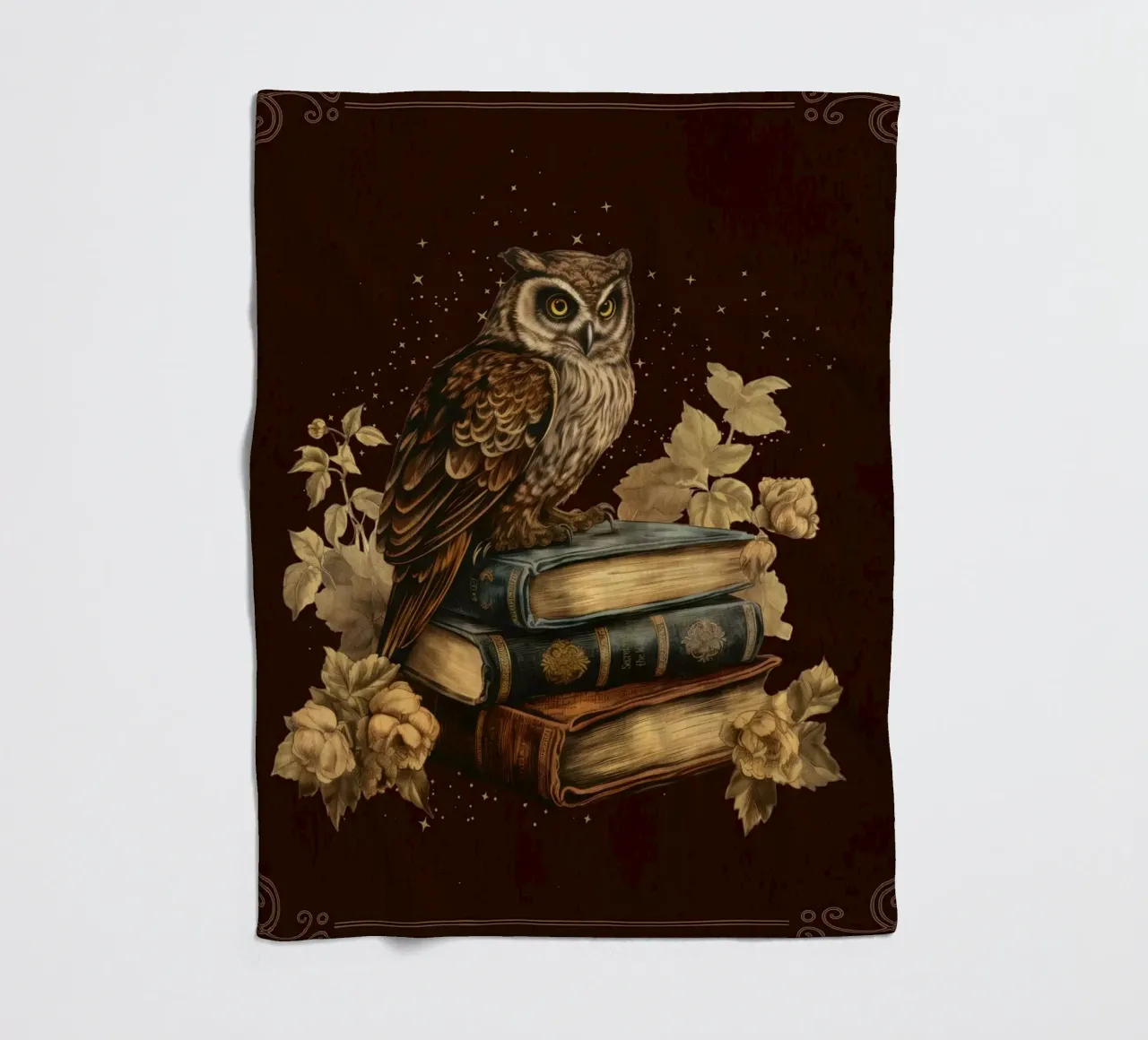 Gufo e libri coperta in pile da Luna & Noctua