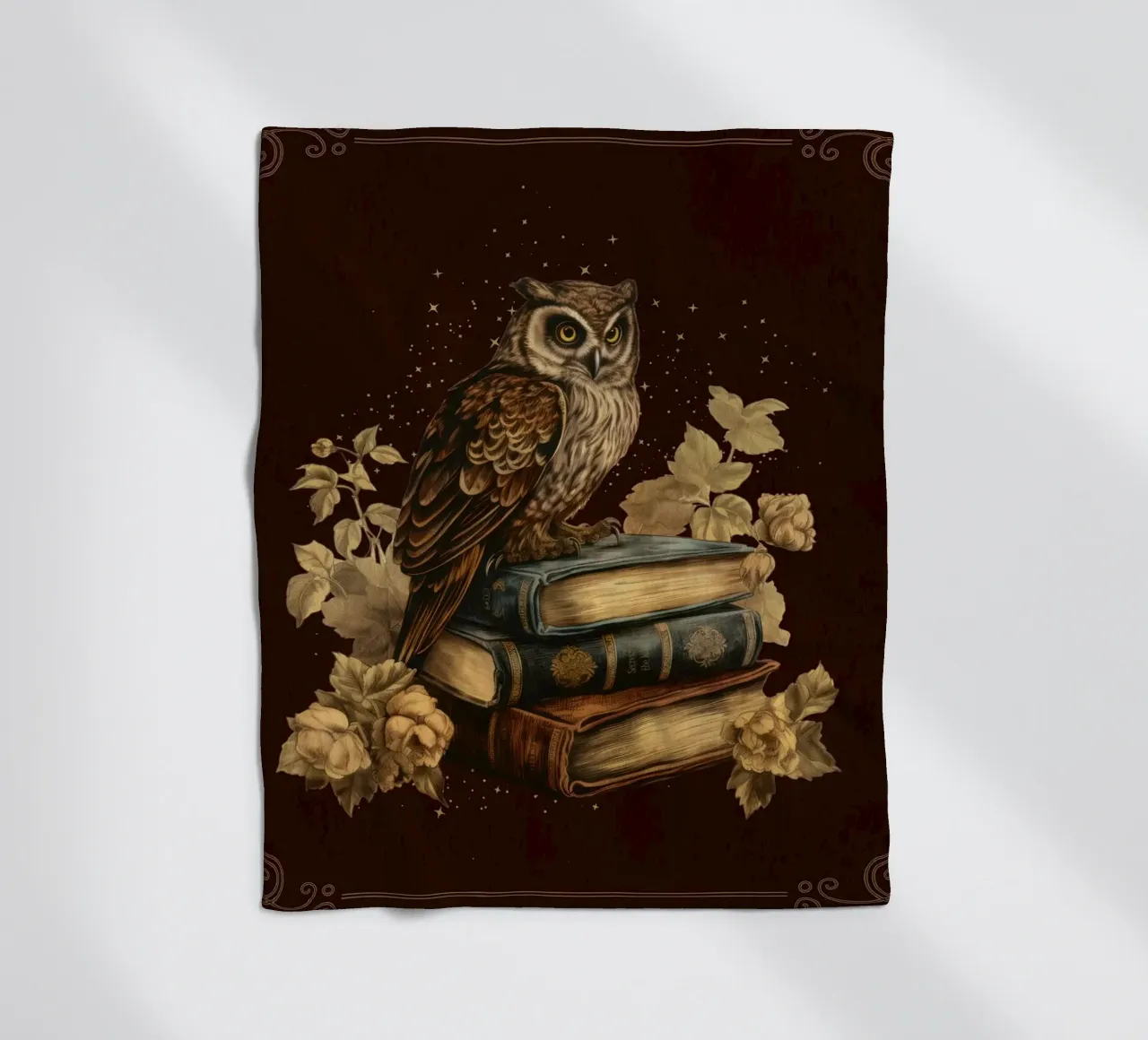 Gufo e libri coperta in pile da Luna & Noctua