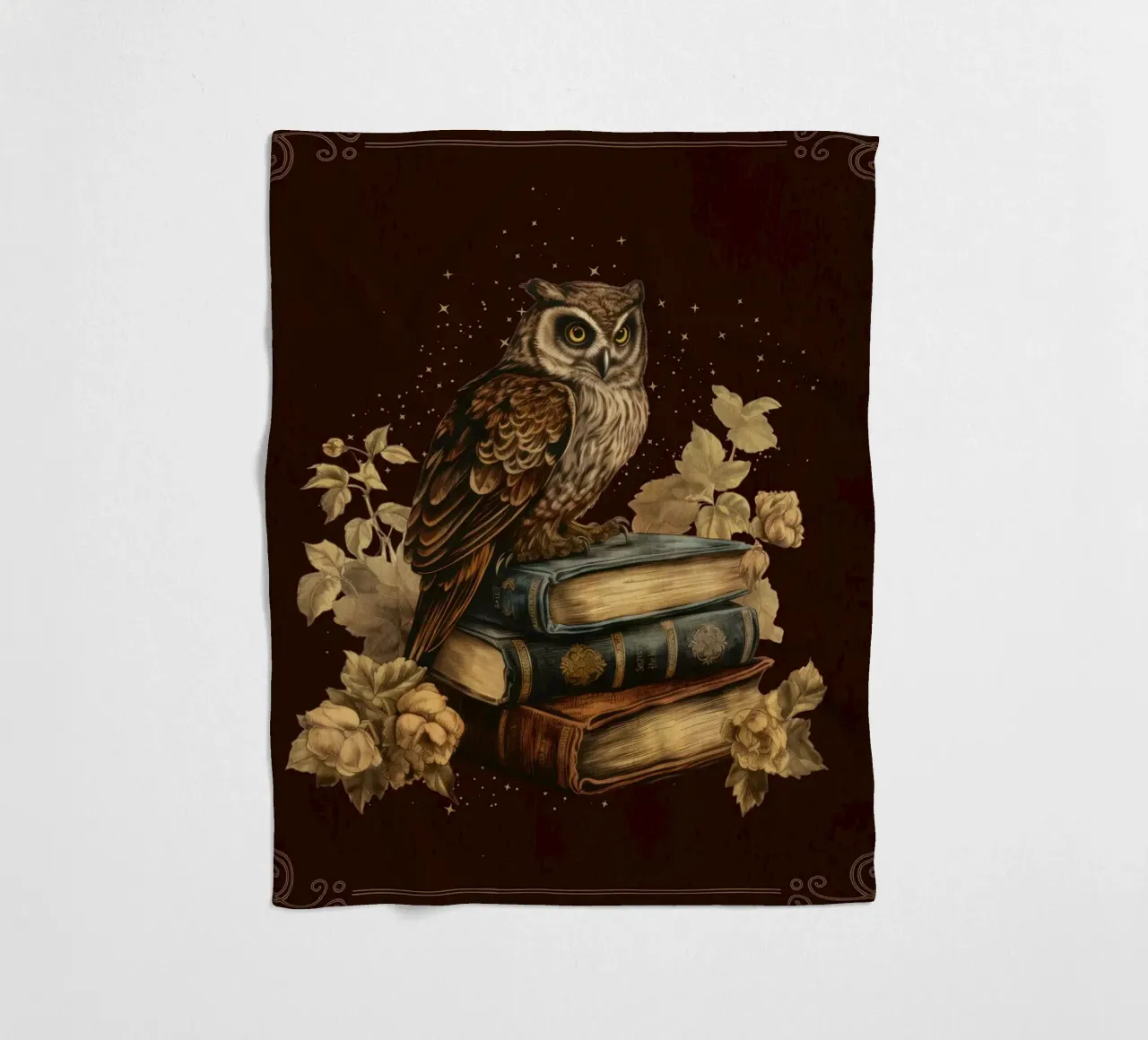 Gufo e libri coperta in pile da Luna & Noctua