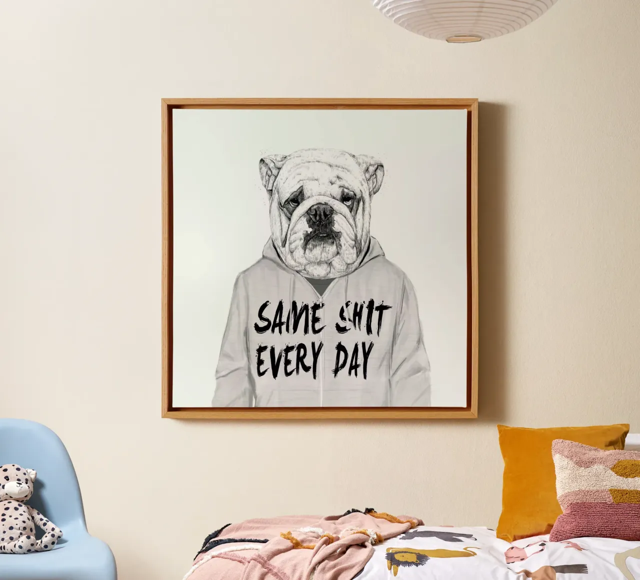 Same shit every day canvas met Baklijst van Balazs Solti