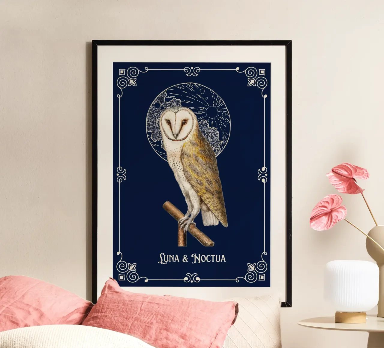 Magia dei gufi poster con telaio in plastica da Luna & Noctua