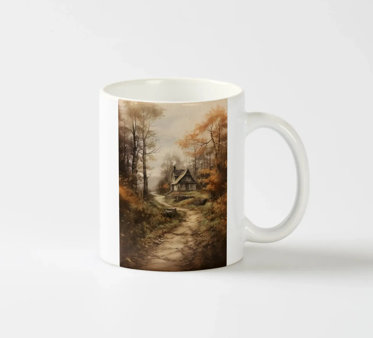 Hut in the autumn forest ceramic mug by Luna & Noctua