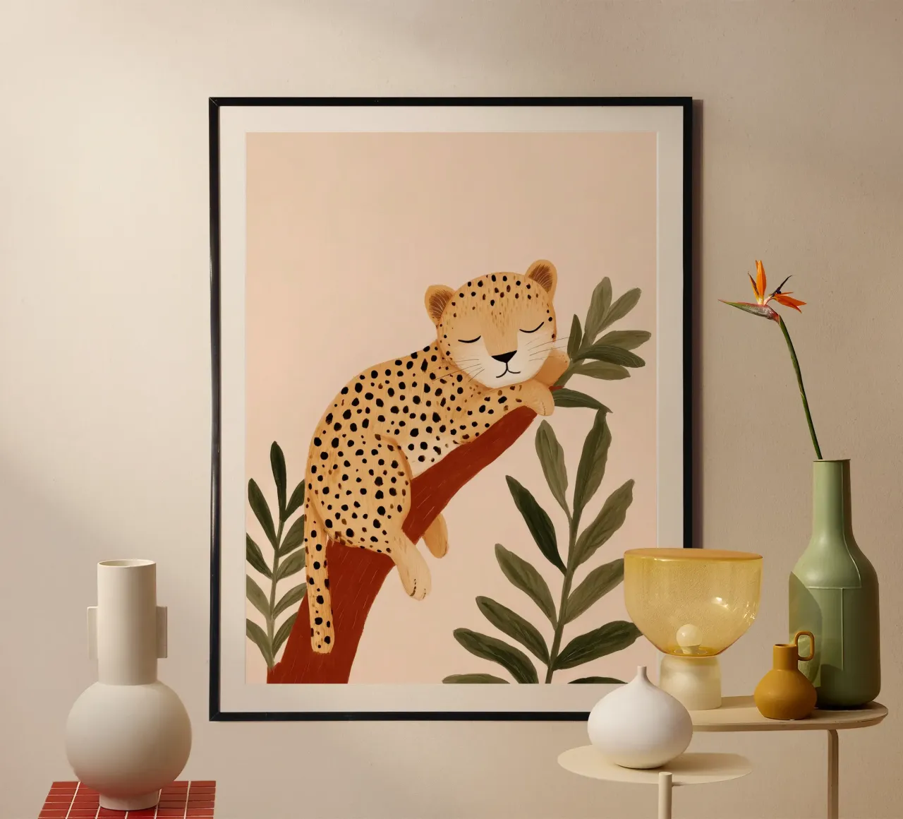 Sleeping Leopard poster by Lille Verden