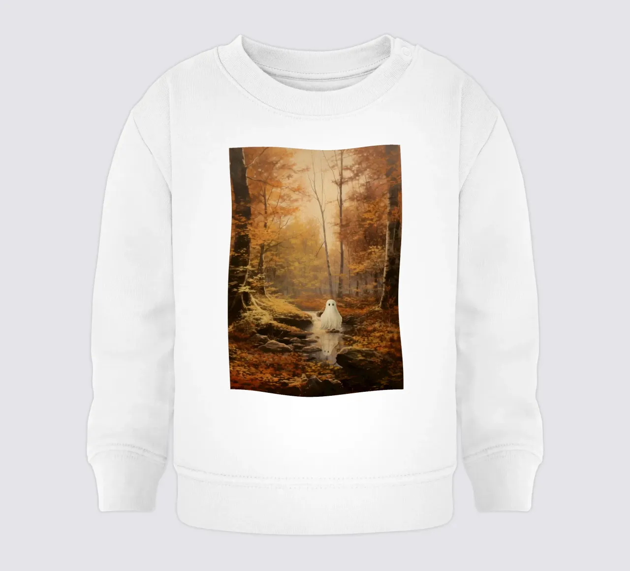 Ghost in the autumn forest baby sweatshirt by Luna & Noctua
