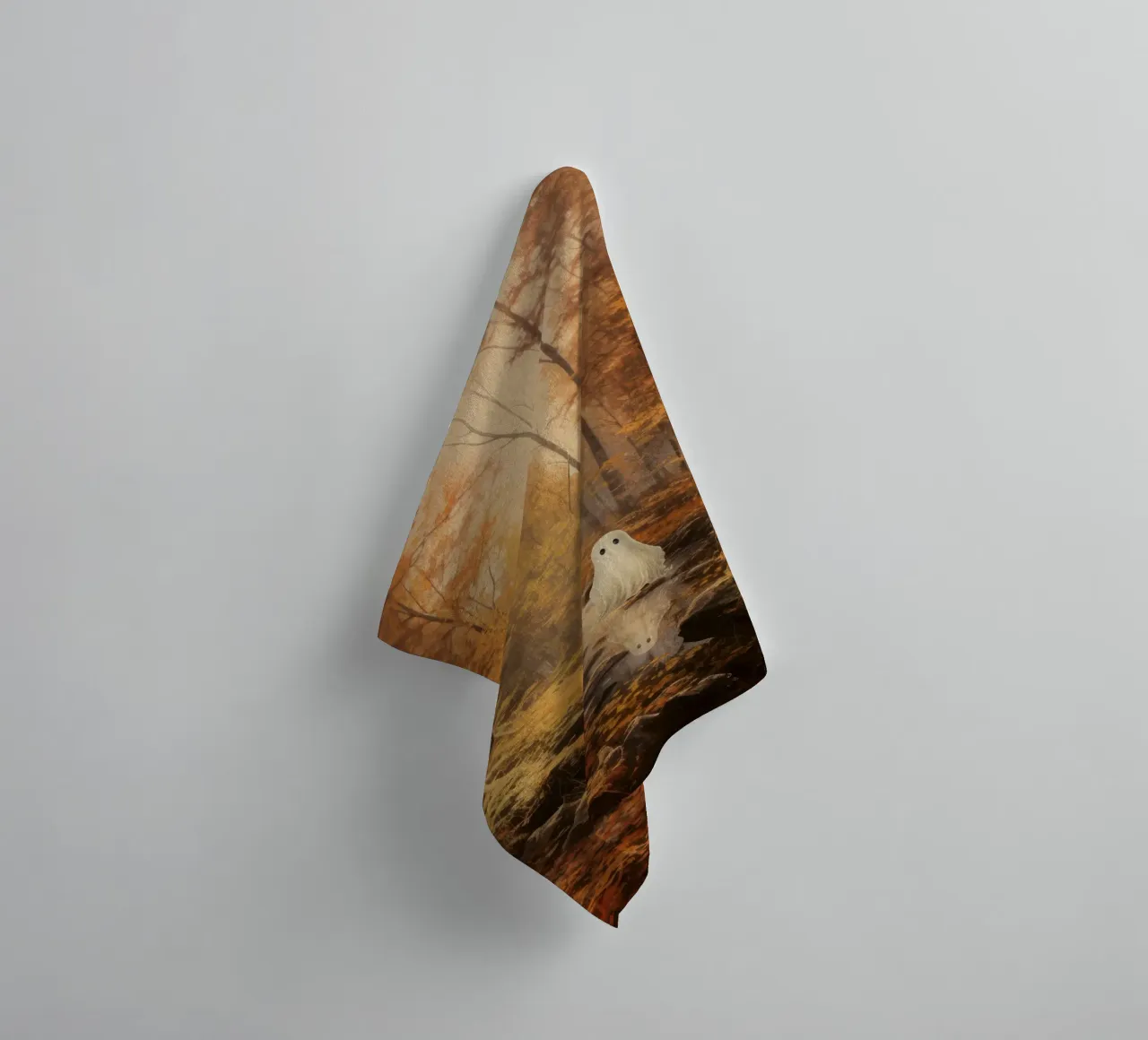 Ghost in the autumn forest towel by Luna & Noctua