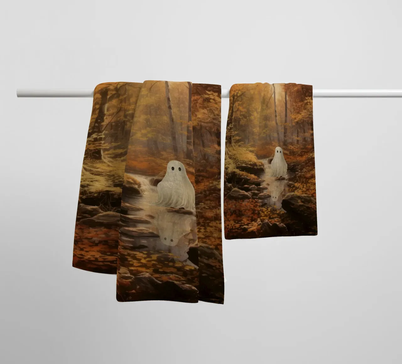 Ghost in the autumn forest towel by Luna & Noctua