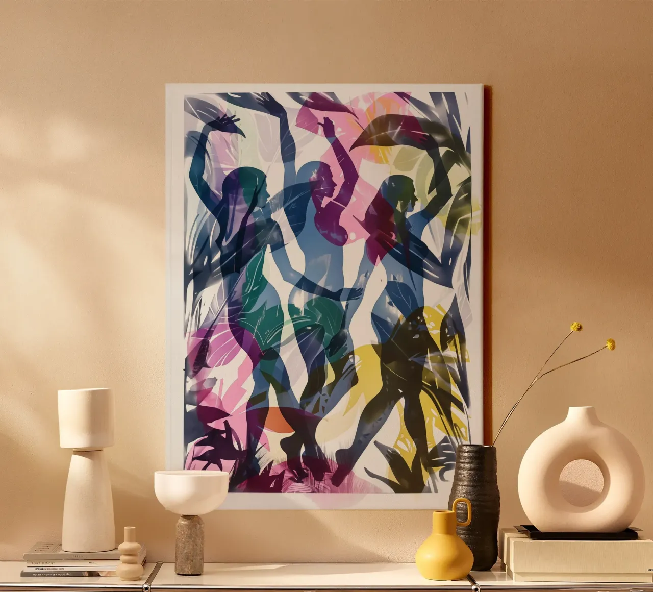 Drie naakte dansende vrouwen (Rites Of Spring) canvas met Baklijst van Autofocus
