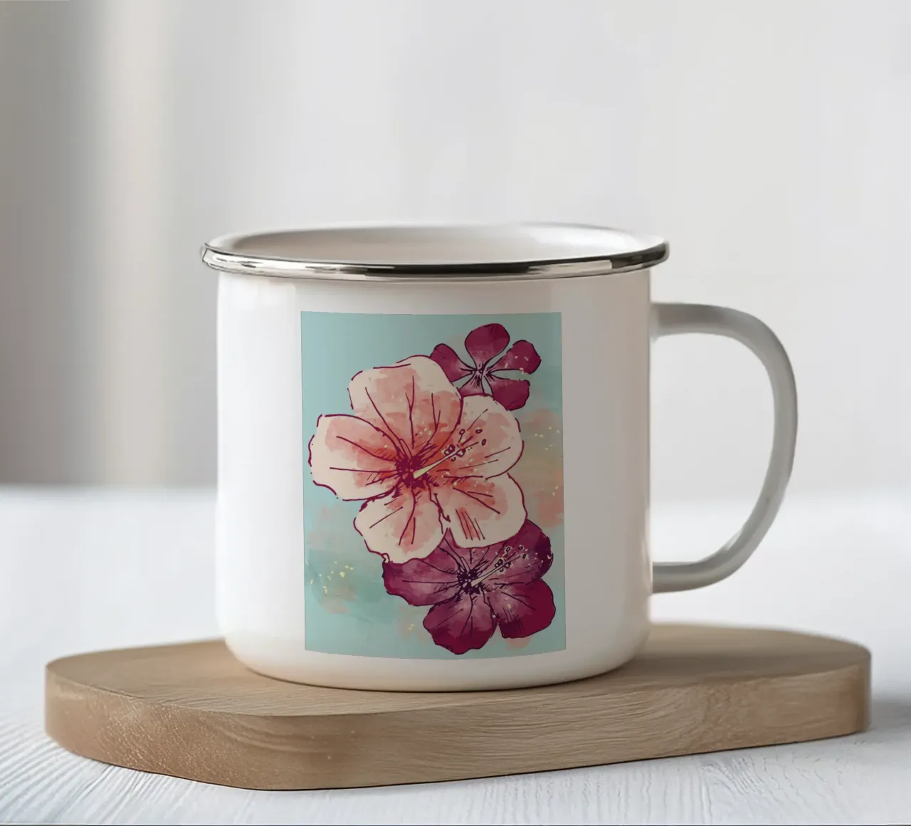 Hibiscus flower for a tropical vibes, pastel tazza in smalto da janine.aigner.work