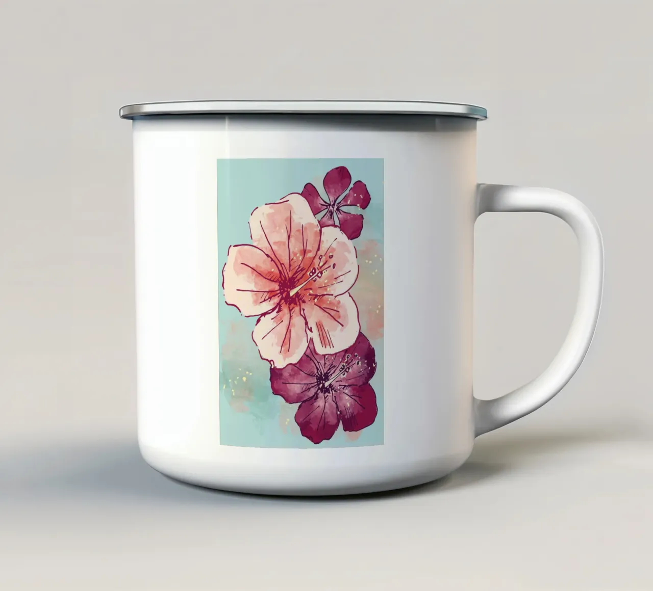 Hibiscus flower for a tropical vibes, pastel tazza in smalto da janine.aigner.work