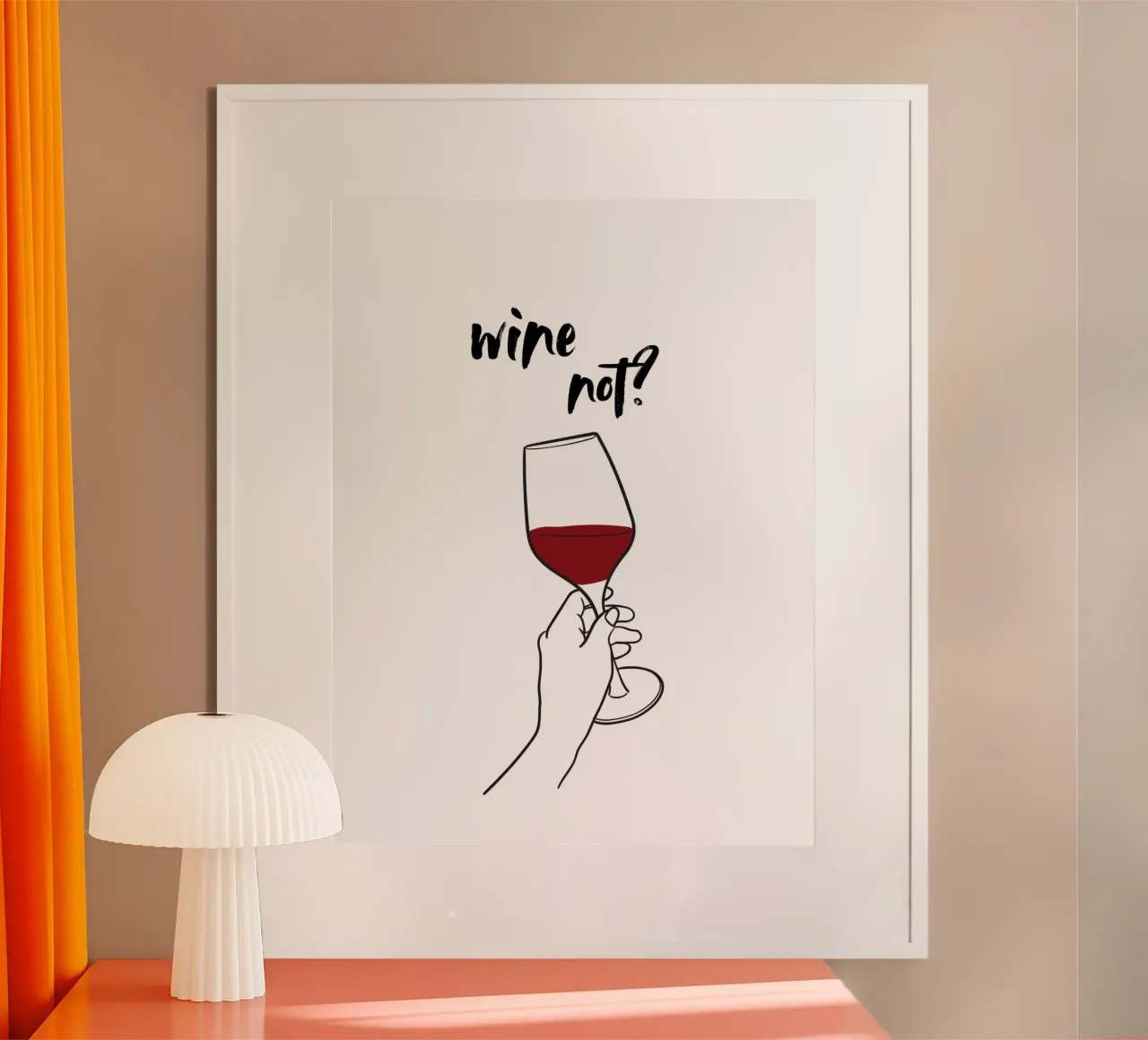 Il vino no? poster con telaio in alluminio da ArtDesign by KBK