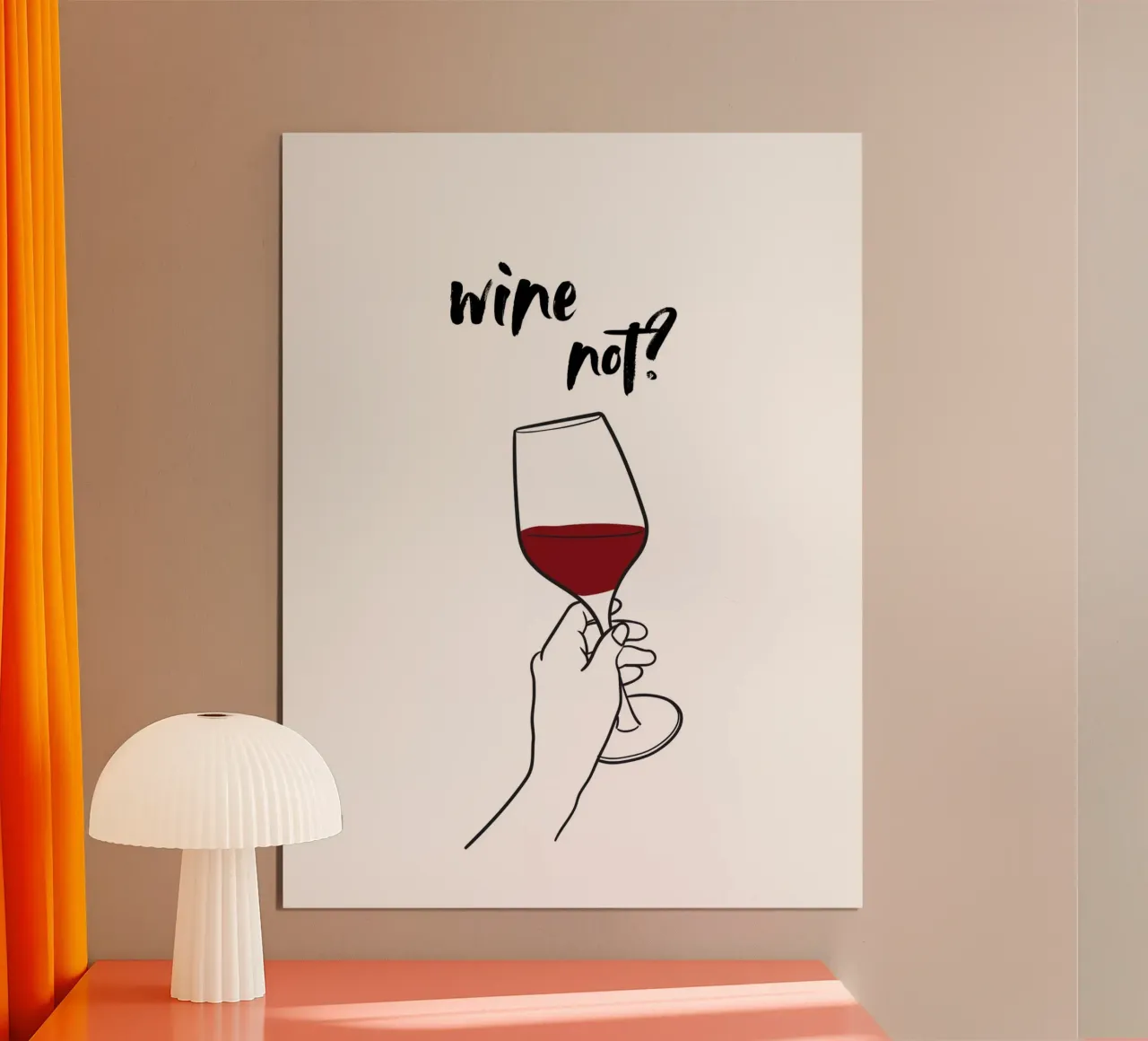 Il vino no? poster con telaio in alluminio da ArtDesign by KBK
