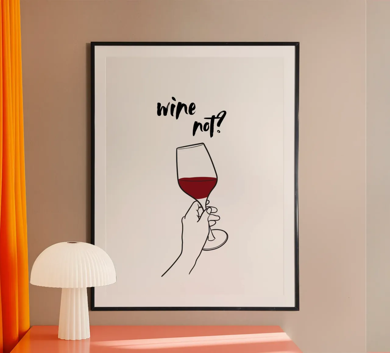 Il vino no? poster con telaio in alluminio da ArtDesign by KBK
