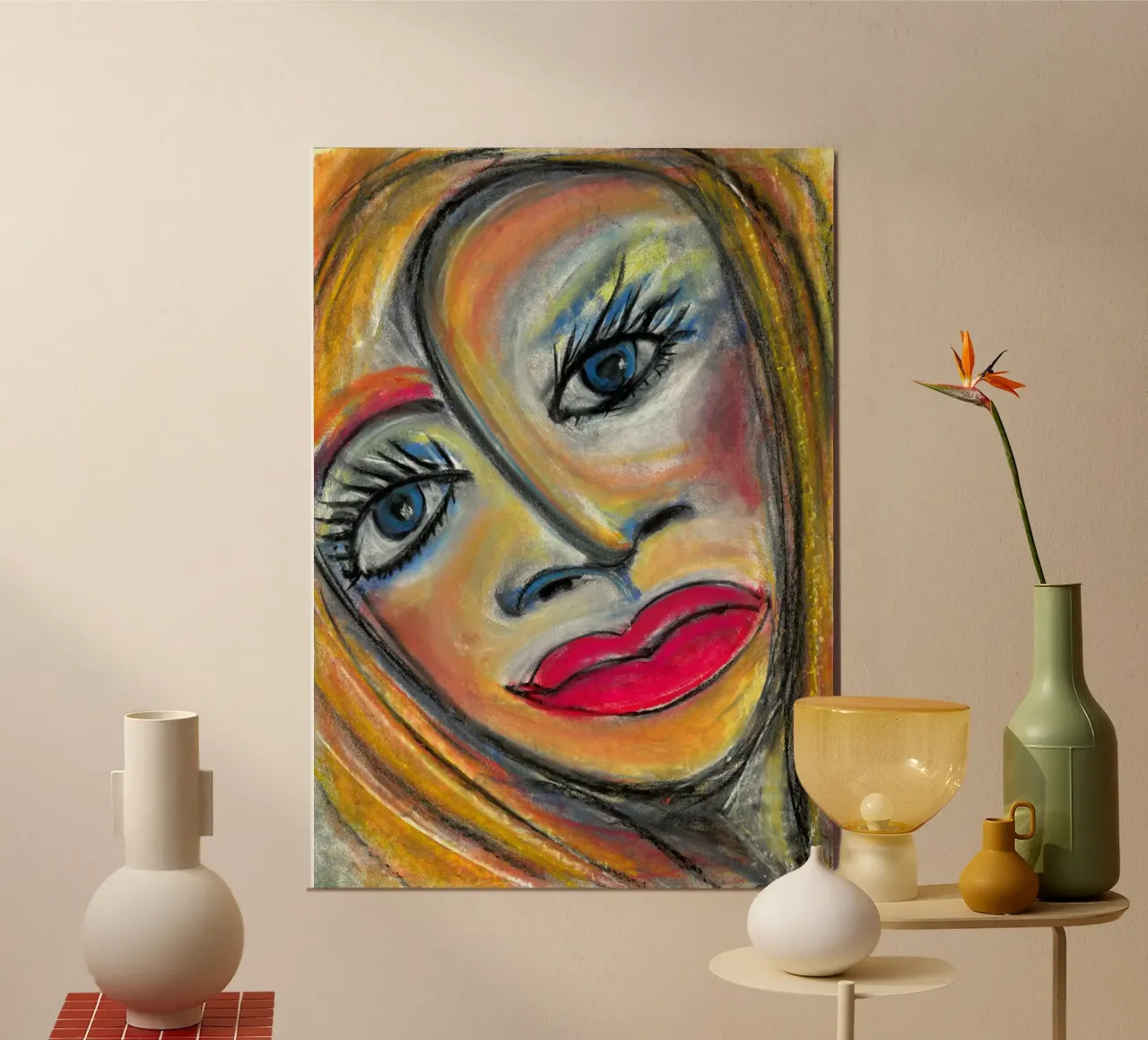 Liv - with red lips alluminio dibond da MissVeroonica