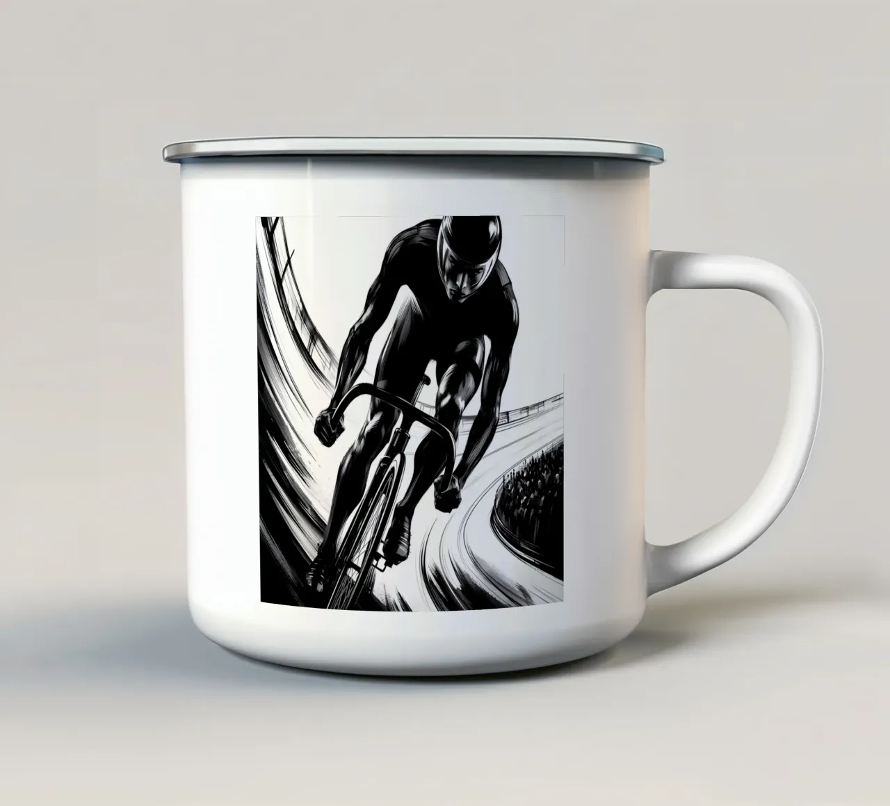 GAREGGIARE SULLA PISTA tazza in smalto da ARTOMATIC
