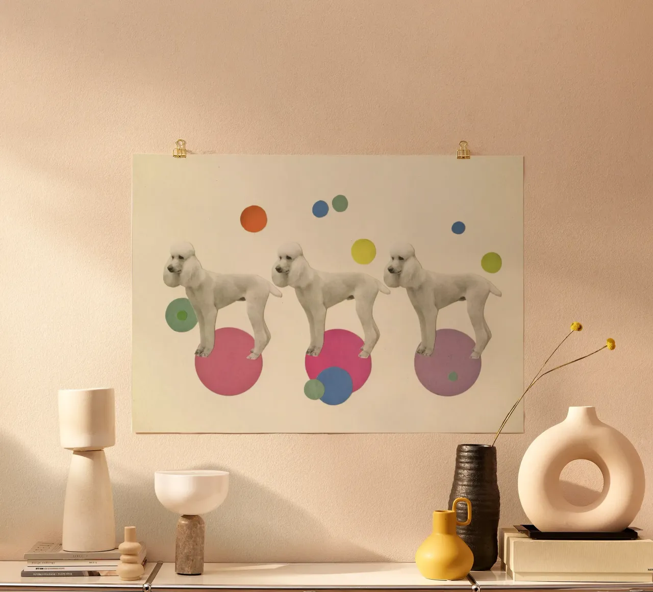 Un sacco di barboncini poster con telaio in legno da Cassia Beck Collage