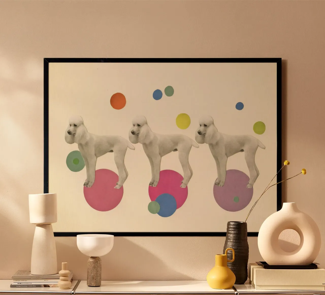 Un sacco di barboncini poster con telaio in legno da Cassia Beck Collage