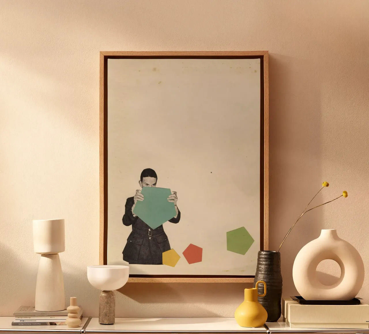 Discovering New Shapes canvas with Floater frame by Cassia Beck Collage