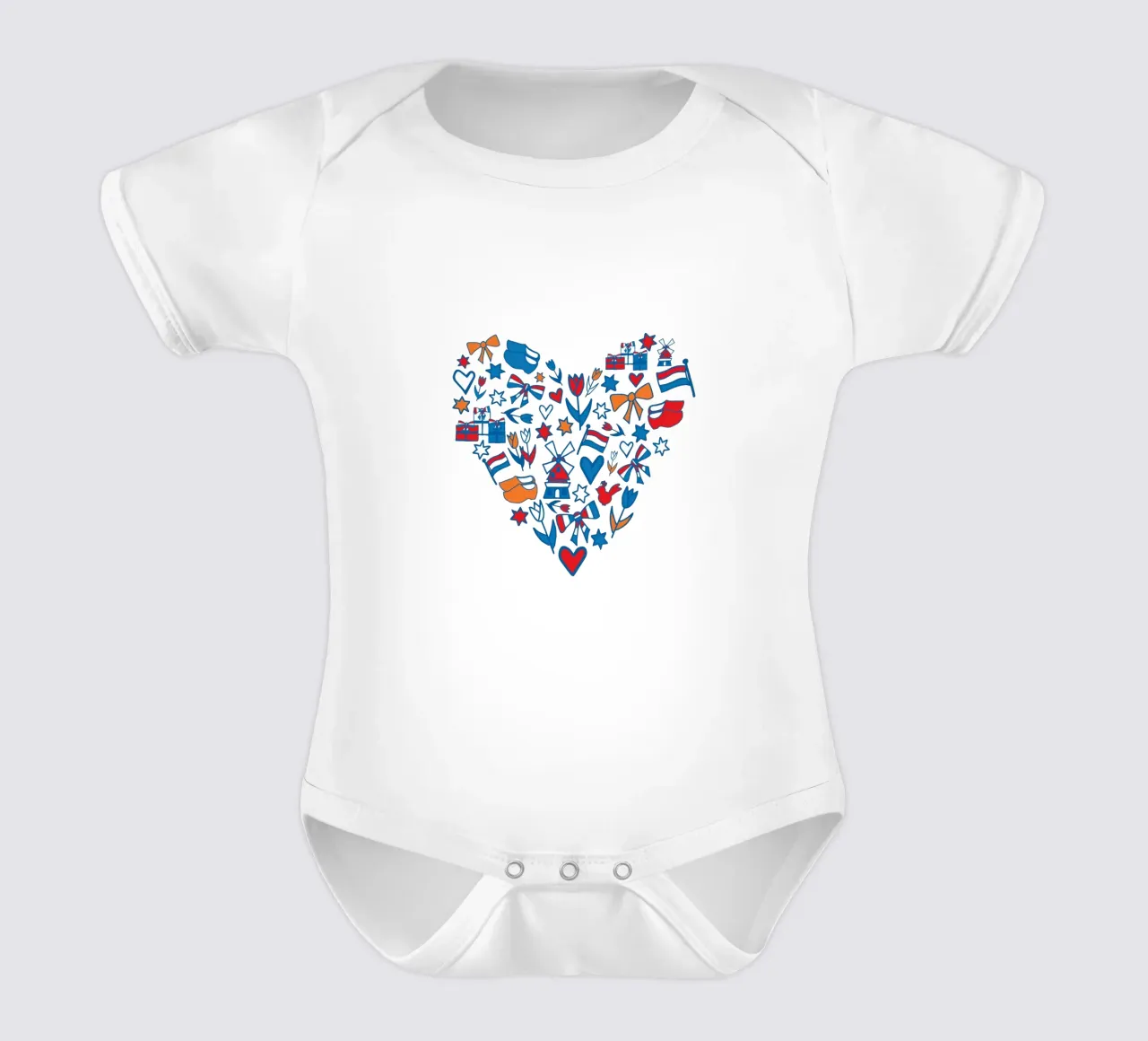 Heart with Dutch illustrations babyrompertje korte mouwen van Studio Holland