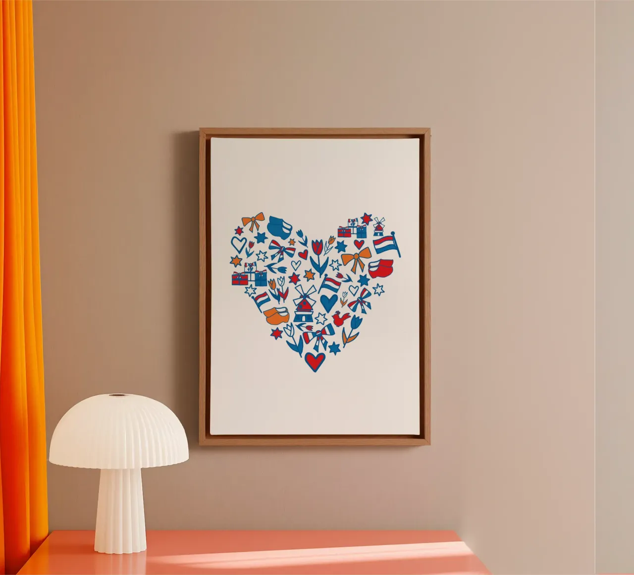 Heart with Dutch illustrations canvas with Floater frame by Studio Holland