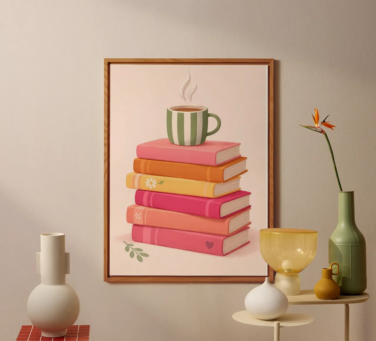 Books and Coffee \ Tea alu-dibond by IamHomeDesigns