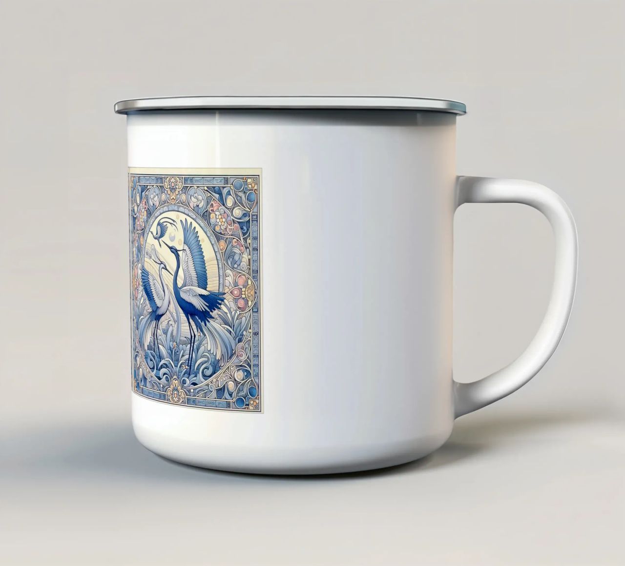 Ballet of the cranes tazza in smalto da Art-Nouveau-Dsg