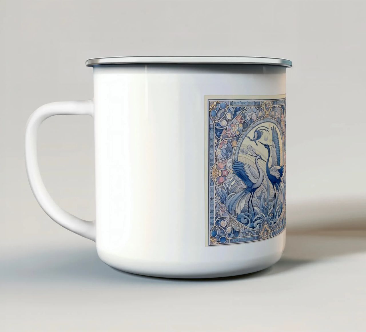 Ballet of the cranes tazza in smalto da Art-Nouveau-Dsg